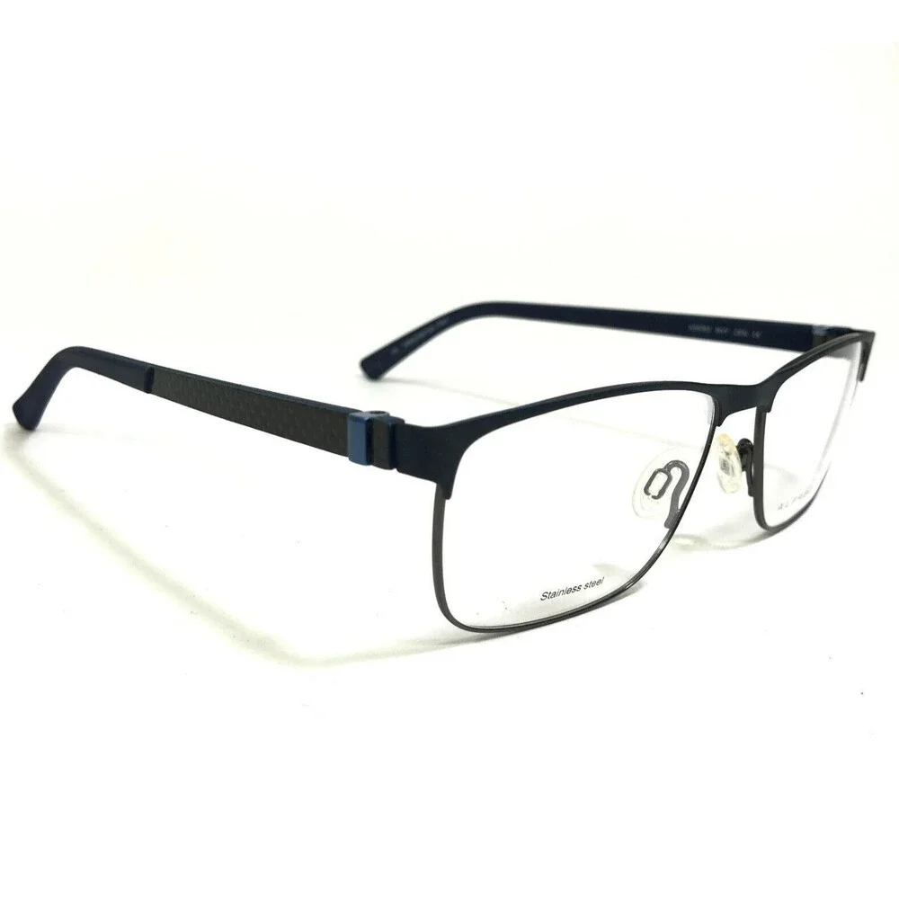 Alfred Sung Eyeglasses Frames AS5083 NVY CEN Blue Gray Square Full Rim 55-16-140